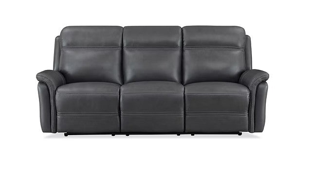 Gray leather sofa on a white background