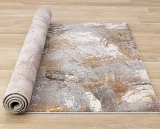 Aurora Grey Rust White Abstract Rug