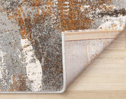Aurora Grey Rust White Abstract Rug