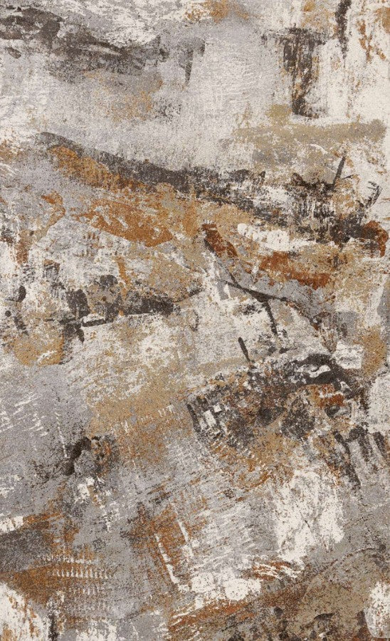 Aurora Grey Rust White Abstract Rug