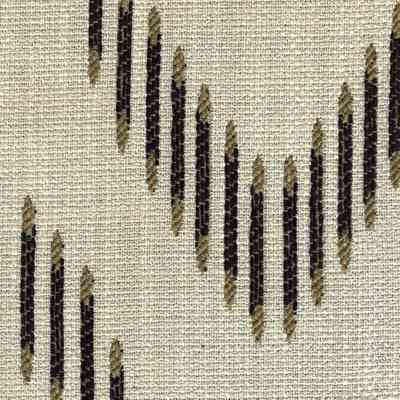 Textured fabric with a pattern of black and brown lines on a beige background