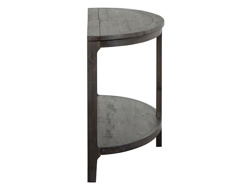Half-moon side table with two levels on a white background