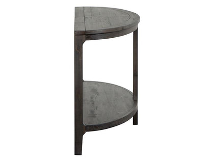 Half-moon side table with two levels on a white background