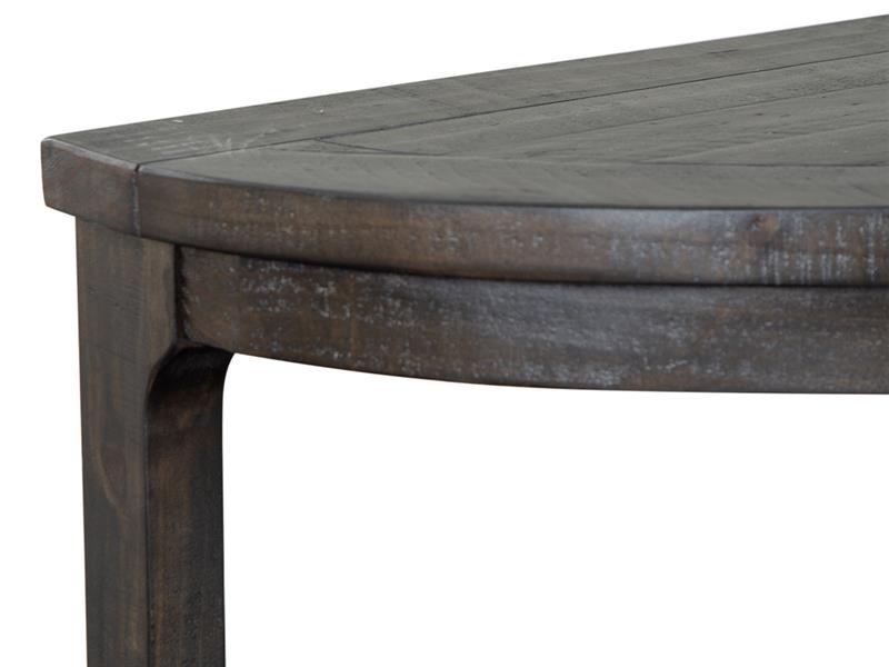 Close-up of a wooden table with a dark finish on a white background