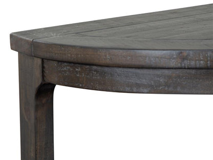 Close-up of a wooden table with a dark finish on a white background