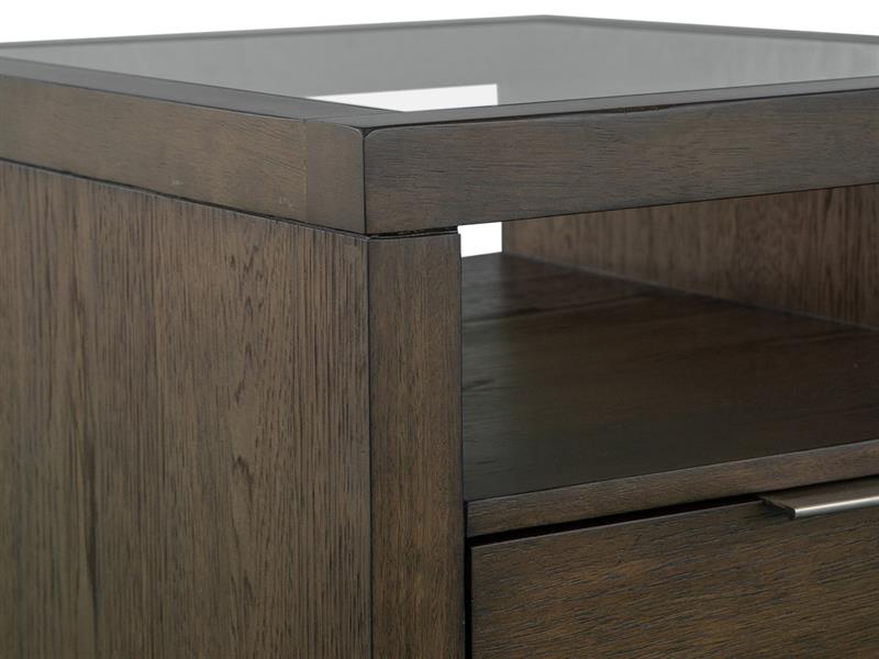 Maya Two Drawer Glass Top End Table