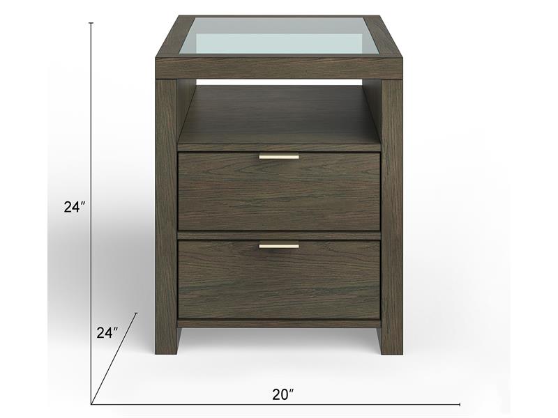 Maya Two Drawer Glass Top End Table