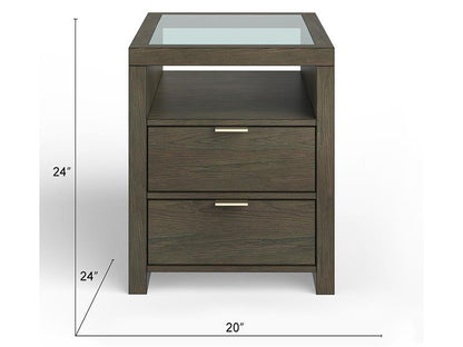 Maya Two Drawer Glass Top End Table