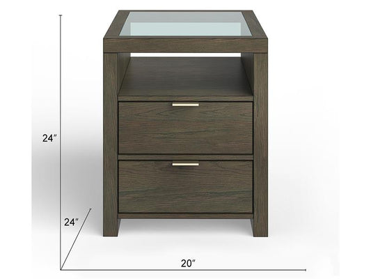 Maya Two Drawer Glass Top End Table