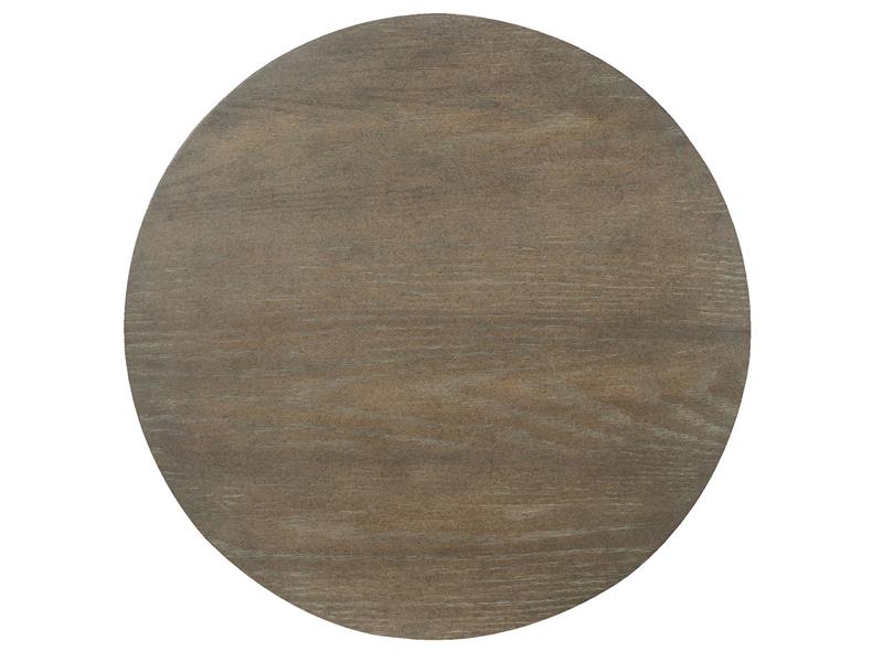 Round wooden table top on a white background