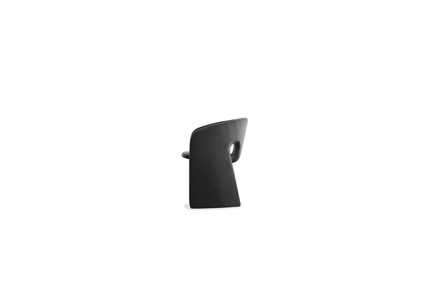 Black chair armrest on a white background
