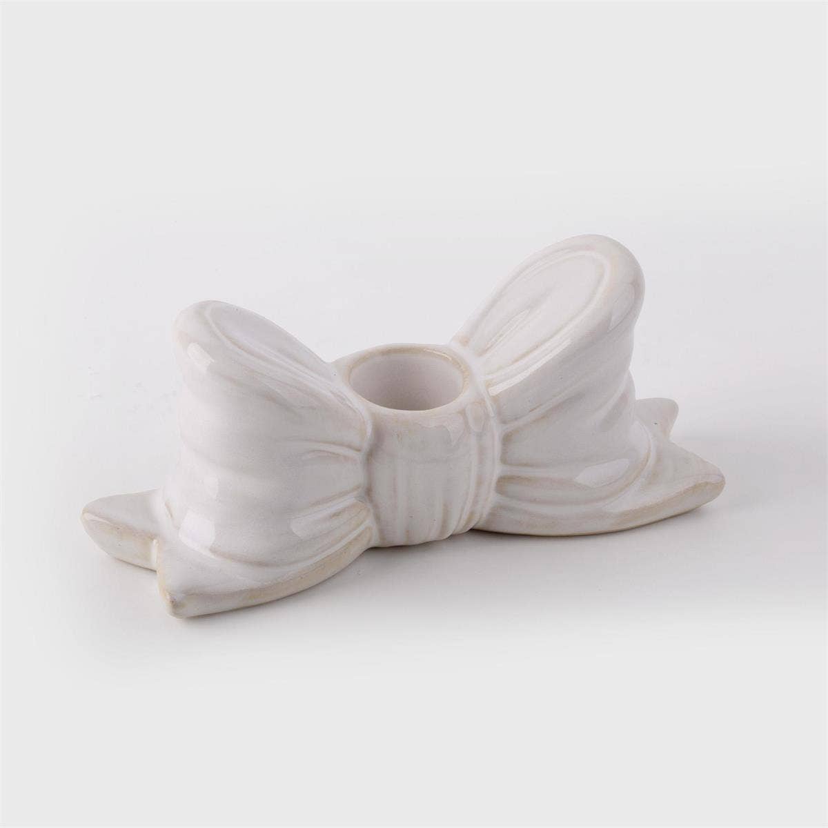 Ceramic Bow Taper Candle Holder