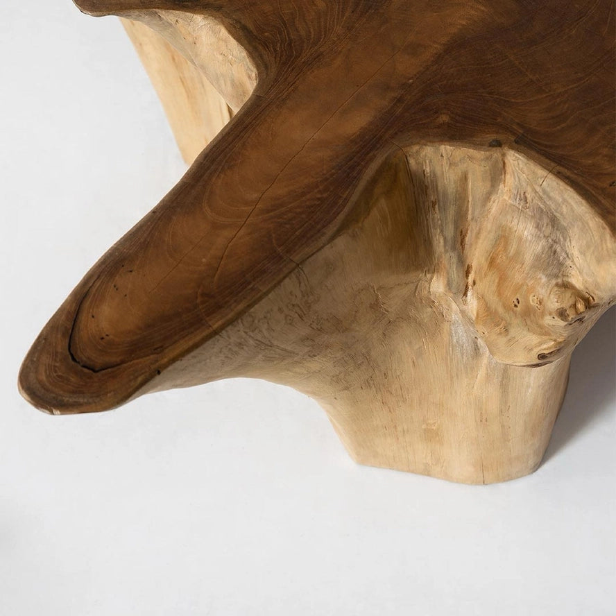 Wooden stool with natural grain and texture on a white background