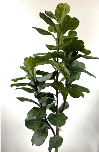 Artificial fiddle leaf fig plant on a white background