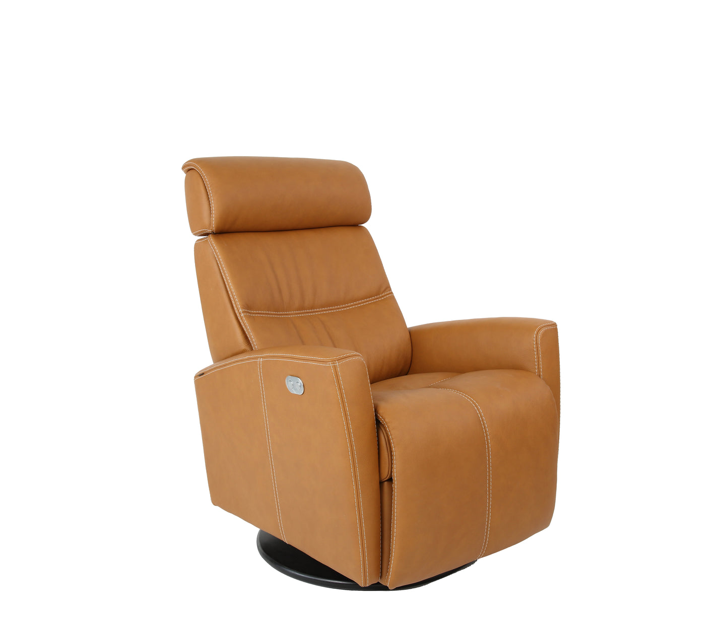 Brown leather recliner chair on a white background
