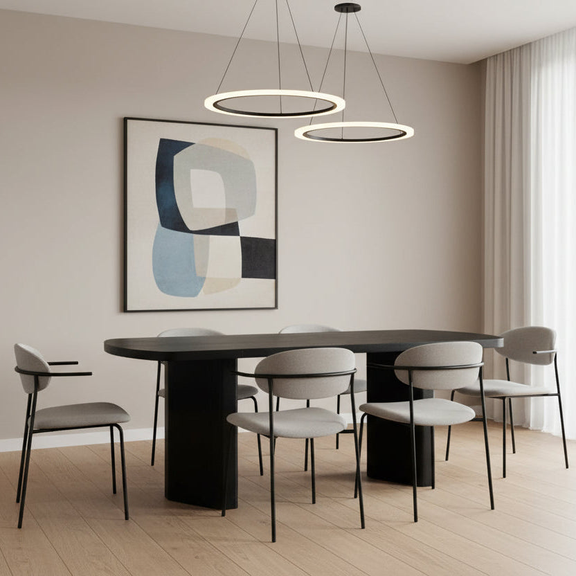 Black rectangular table on a white background