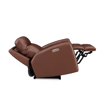 Brown leather recliner chair on a white background