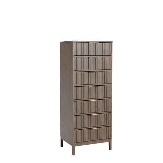 Wooden cabinet with multiple drawers on a white background