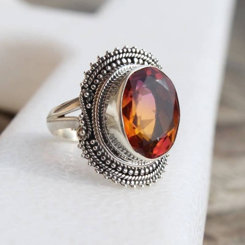 Orange Rhinestone Ring
